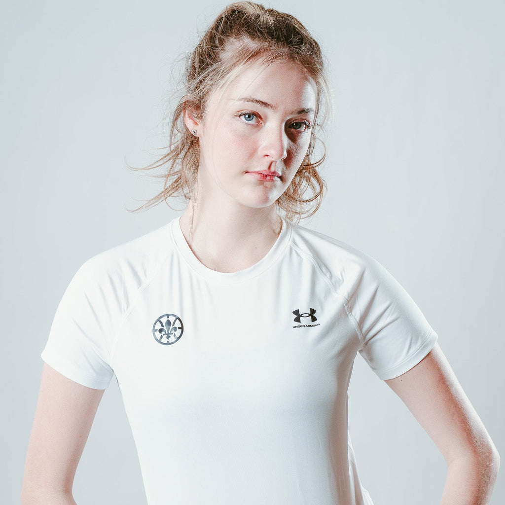 Femme - Compression UA manches courtes blanc