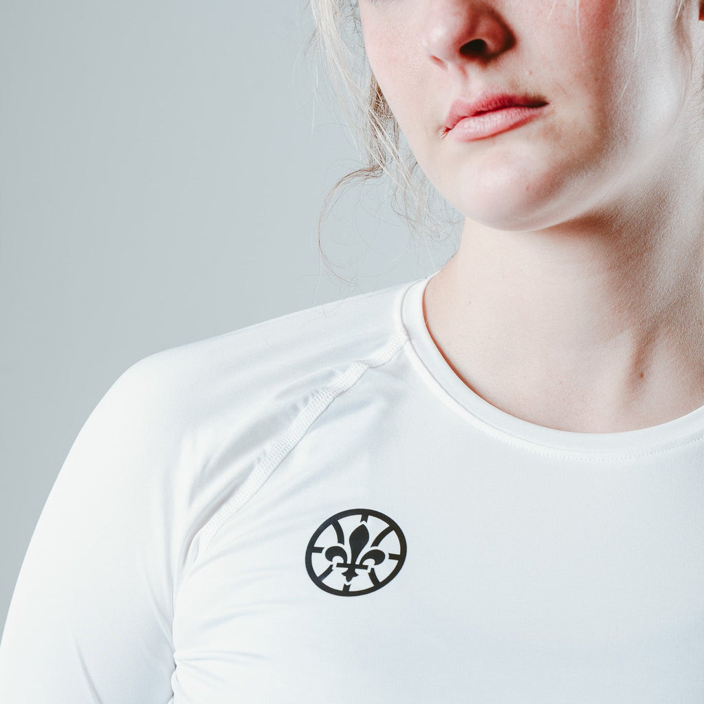 Femme - Compression UA manches longues blanc